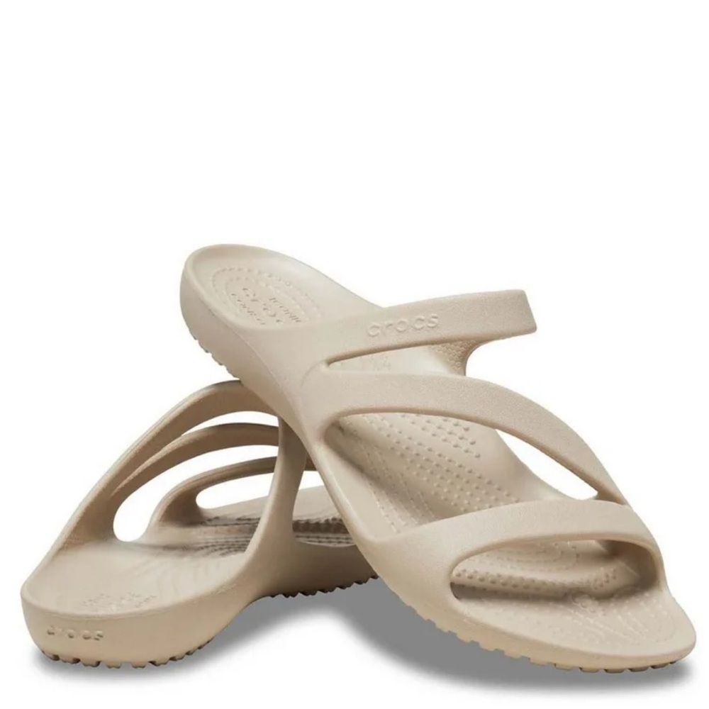 CROCS Kadee Cobblestone Taupe Slide Sandals - Picture 2 of 11